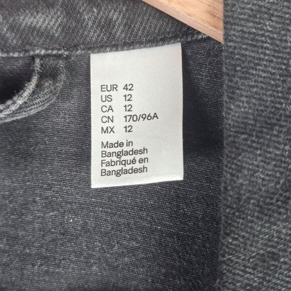 Divided Black Denim Jacket Thrashed Distressed Raw Hem Oversized Y2K Fall Retro - Picture 7 of 16